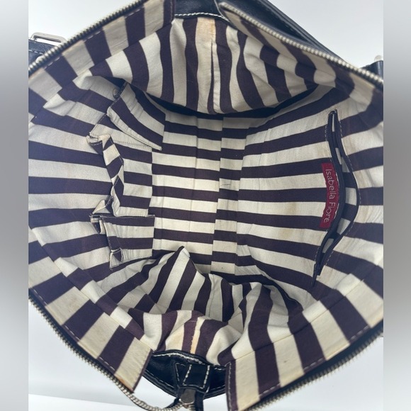 Isabella Fiore Vintage Beaded Embroidered Canvas Leather‎ Purse Bag, Black/Cream - Picture 10 of 10